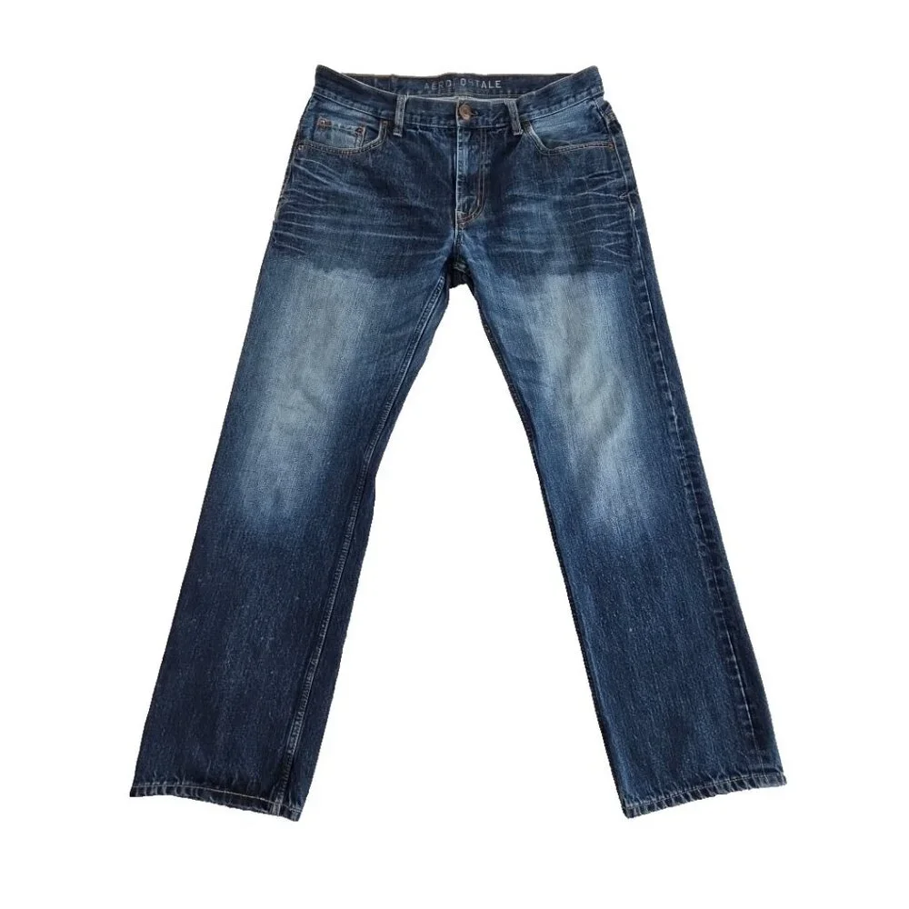 Aeropostale Jeans Men's 34x32 Med Wash Straight Leg LXPZCH24 Classic 100% Cotton